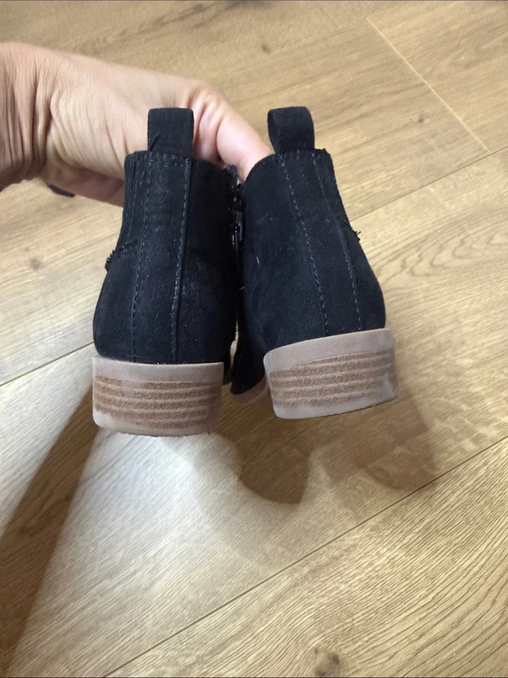 wonder nation Black Ankle Boots with Brown Sole
